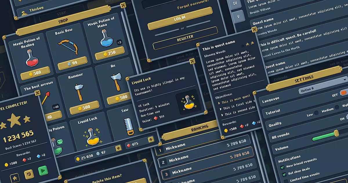 Pixel Art GUI UI Kit